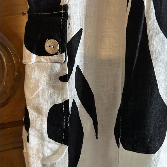 NEW Christian Soriano Linen Blend BlackWhite Floral Tropical Women'Cargo Medium - Picture 5 of 9